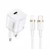 Portable phone charger usams T36 with 1x USB-C PD3.0 and built-in Lightning cable