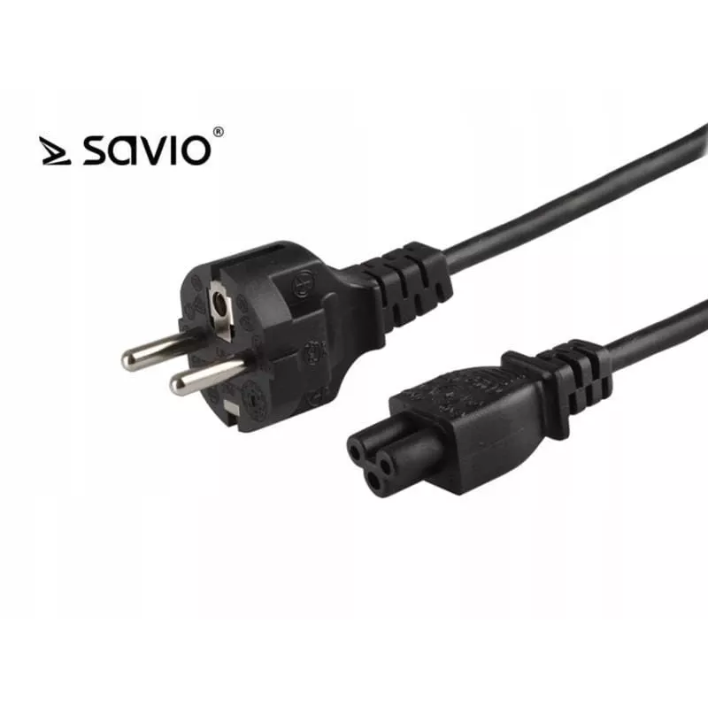 Power cable SAVIO CL-67 1.2 m H03VV-F 3×0.75 mm² IEC C to CEE7/7 black