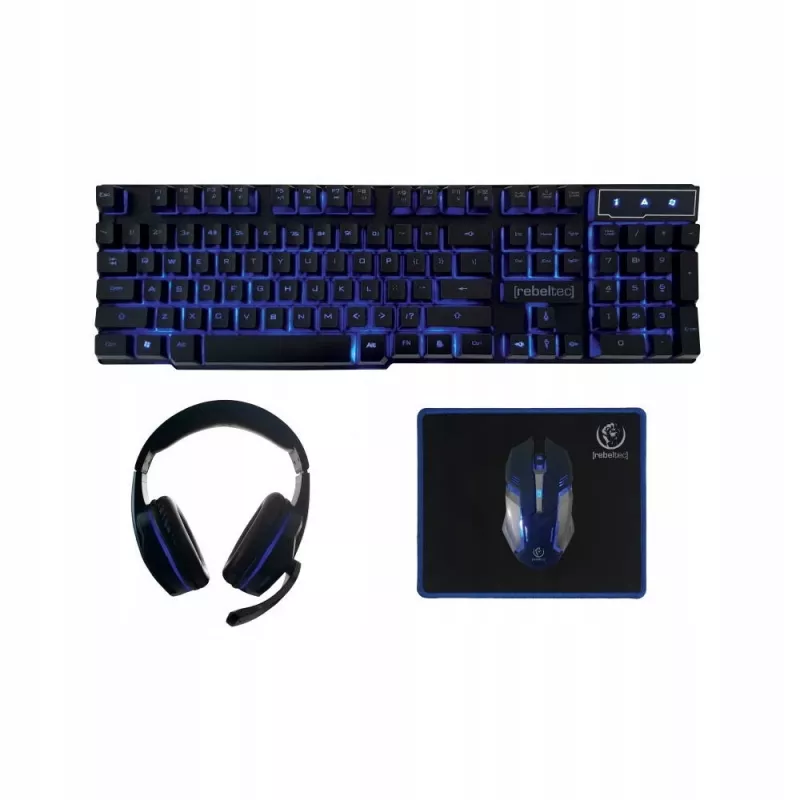 Keyboard Mouse included Rebeltec SHERMAN Gaming USB QZERTY English Black