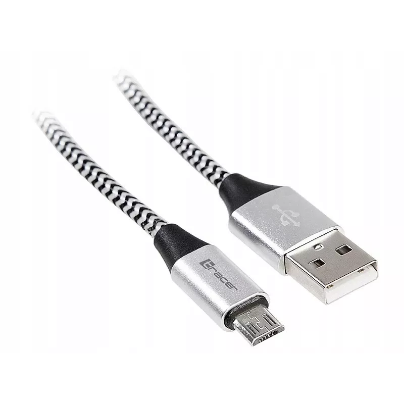 USB cable Tracer TRAKBK46928 1m USB A Micro-USB B Black Silver