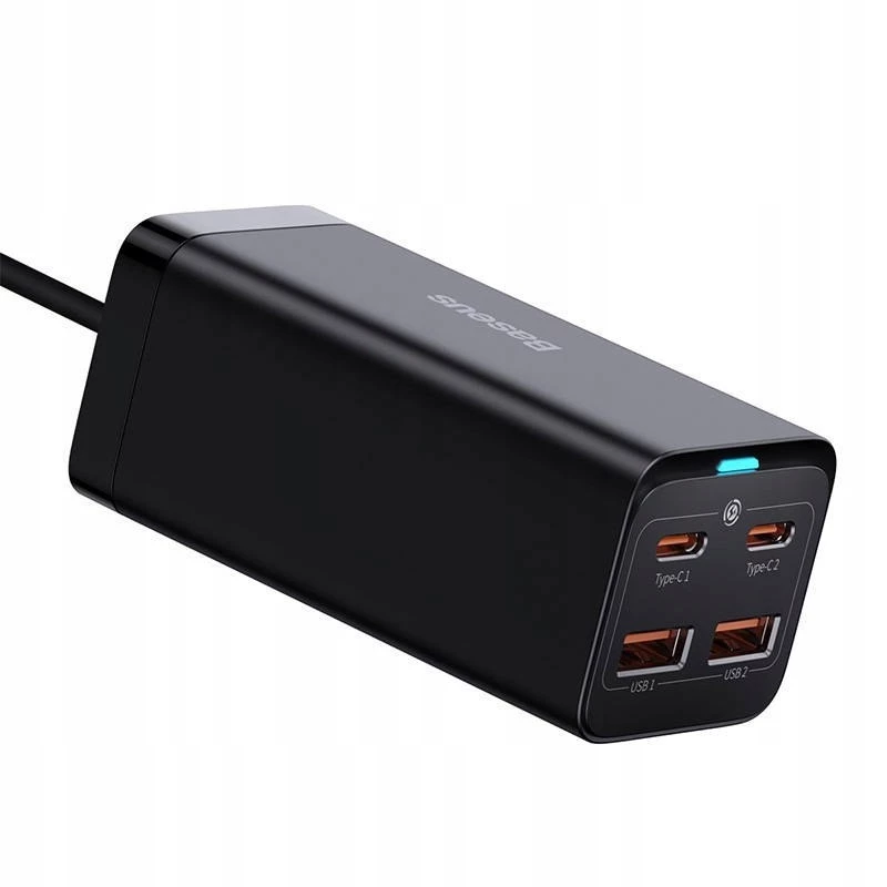 Baseus GaN3 Pro CCGP000101 Desktop Charger 100W, 2x USB-C + 2x USB-A, PD 3.0, QC 4.0+, 1.5 m cable, Black