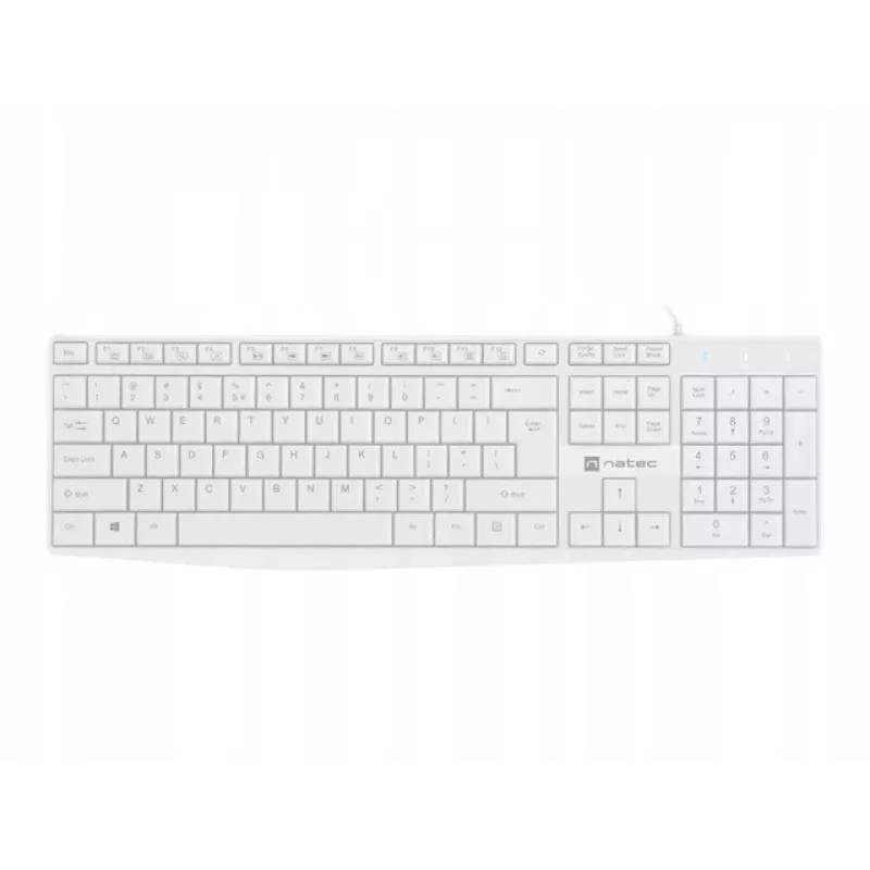 Wired full-size keyboard NATEC NAUTILUS NKL-1951, 105 keys, US International QWERTY, white, USB, 1.8 m