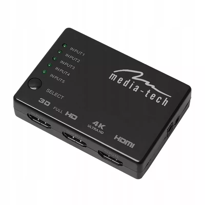 HDMI video switch MEDIA-TECH MT5207, 3x HDMI inputs, 1x HDMI output, black