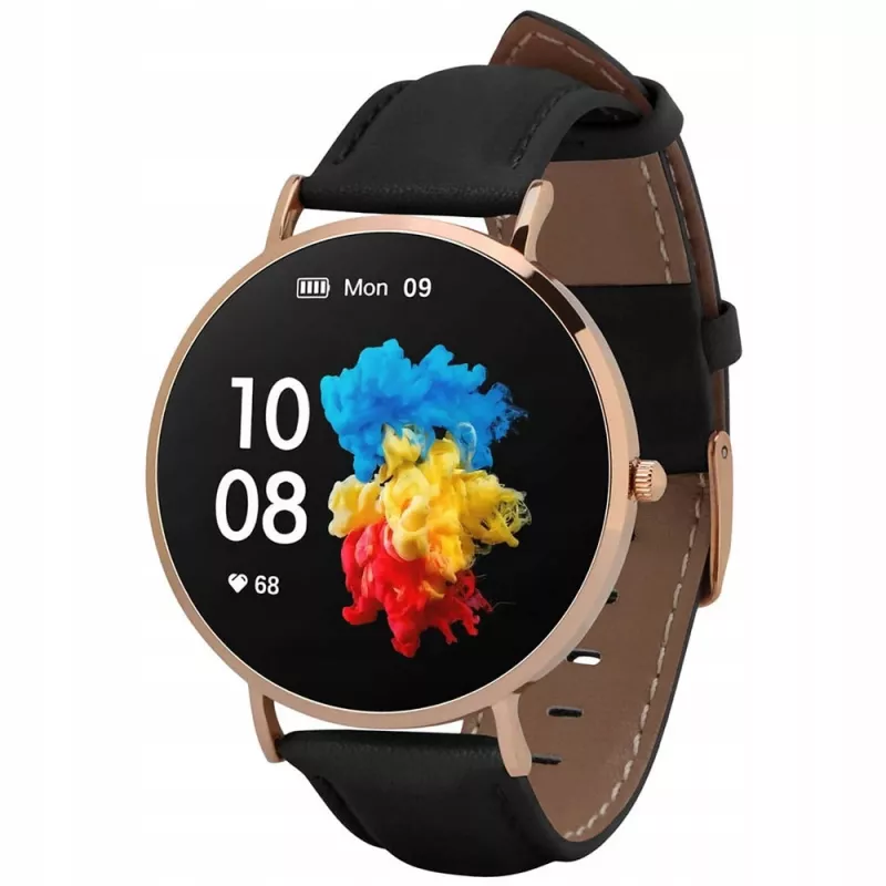 Leather Smartwatch Garett Verona Gold-Black
