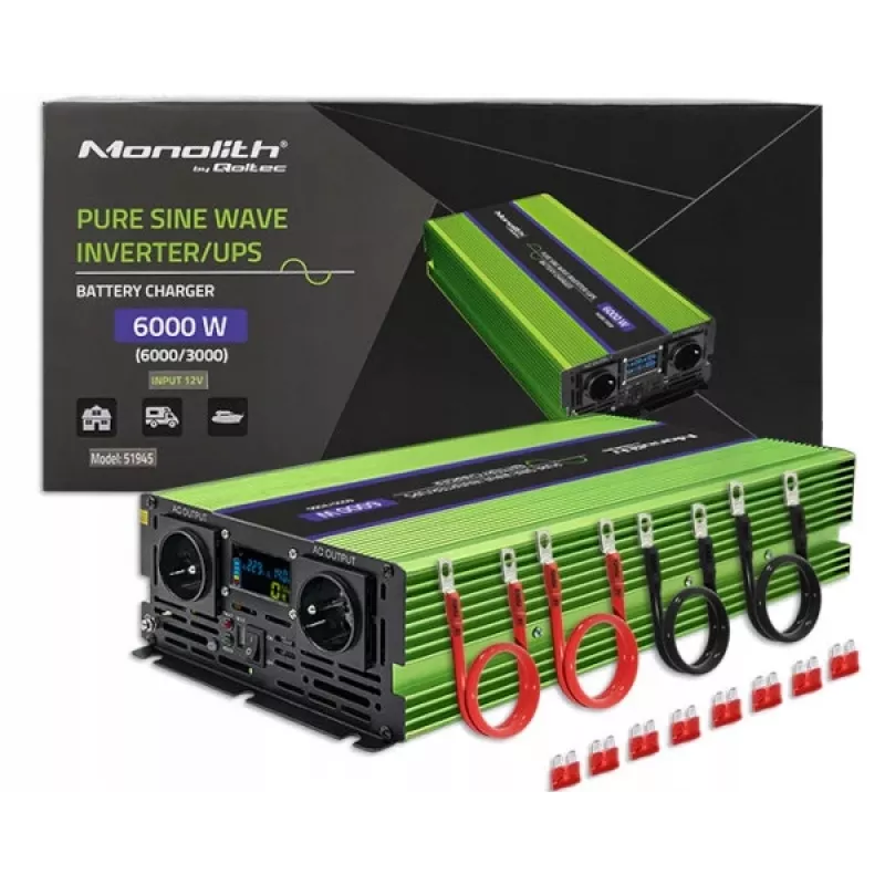 Car inverter Qoltec Monolith 6000 W Green 12 V