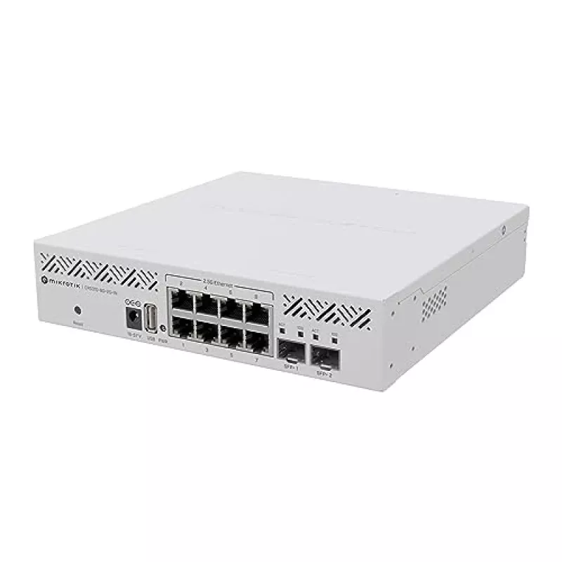 Managed L3 switch MikroTik CRS310-8G+2S+IN — 8× 2.5G RJ-45, 2× SFP+, PoE, 1U rack-mount, White