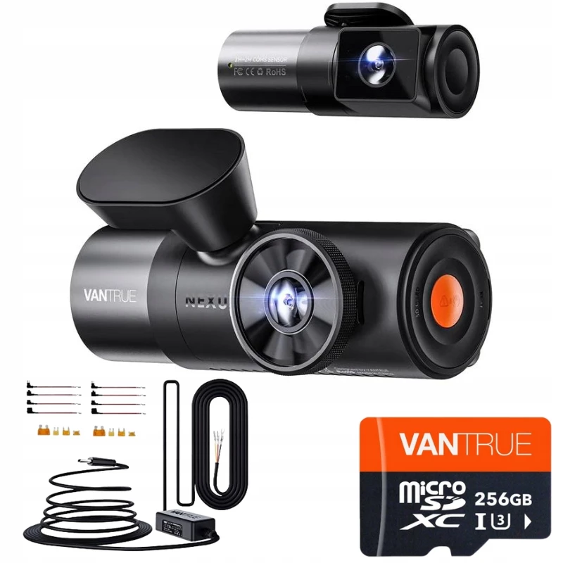 Car Video Recorder VANTRUE N5 Nexus 5 — 4-channel dash cam, 2592×1944 main, 160° front/interior, GPS, Wi‑Fi, IPS display, MicroSD up to 512 GB