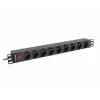 Power Distribution Unit LANBERG PDU-09E-0300-BK — 9x Type E outlets, 16 A, 220–250 V, 3 m cable, 1U rack, 19 inch