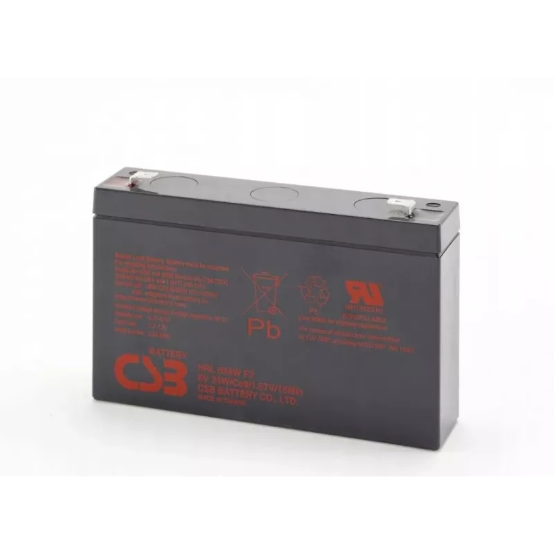 Rechargeable lead-acid battery csb HRL634WF2 6V 9Ah for backup and UPS use
