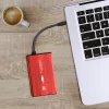 HDD/SSD enclosure QOLTEC 51860 for 2.5 inch SATA III drives, USB Type-A, 5 Gbit/s, aluminium, red