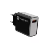NATEC AC fast charging indoor wired charger Ribera — 18W (5–15V, up to 3A), 1× USB-A, Huawei FCP/SCP, black