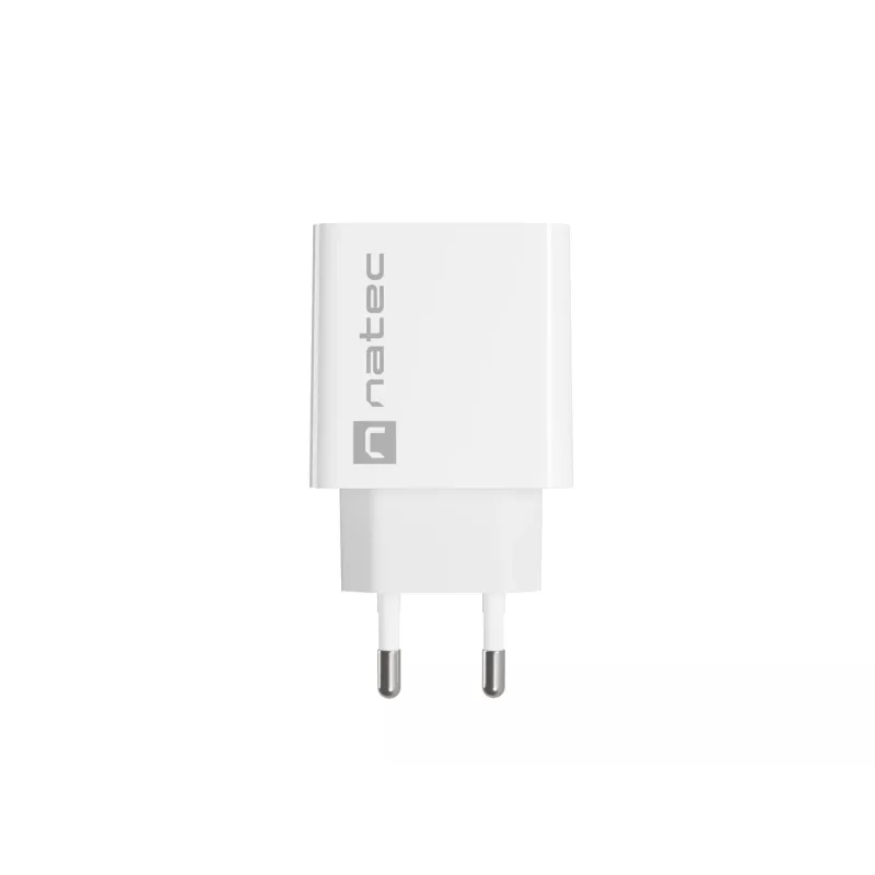 Indoor AC Fast Charging Charger NATEC RIBERA 12V 20W USB-C PD 3.0 + USB-A Samsung AFC White