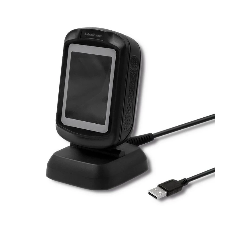Fixed 1D/2D barcode reader QOLTEC 50864, LED sensor, USB wired, black, 145×85×80 mm