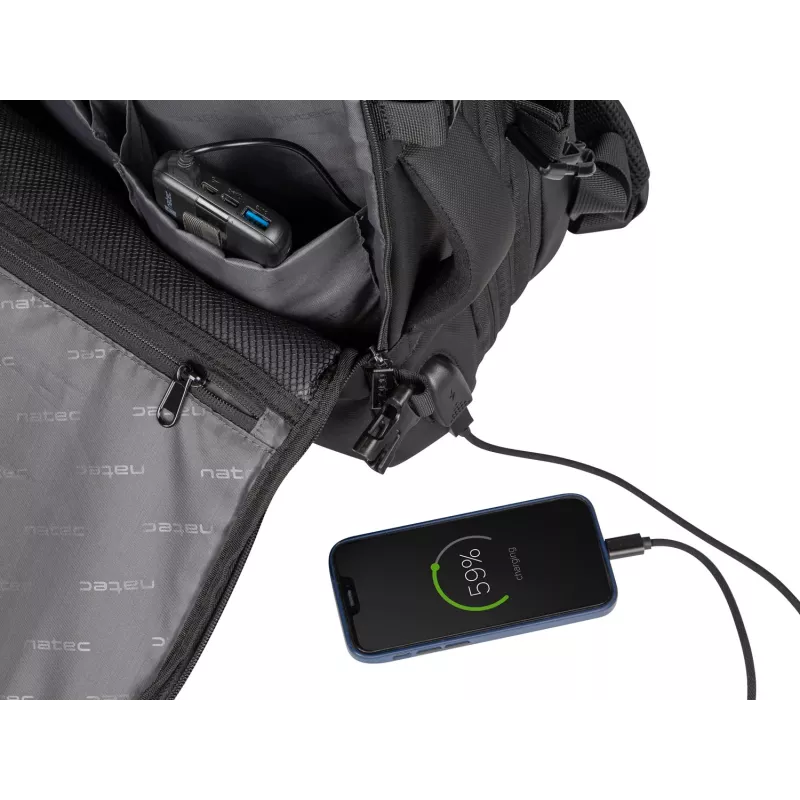 Outdoor backpack NATEC NTO-2116 frameless polyester black 330×240×440 mm with tablet compartment and 10 pockets
