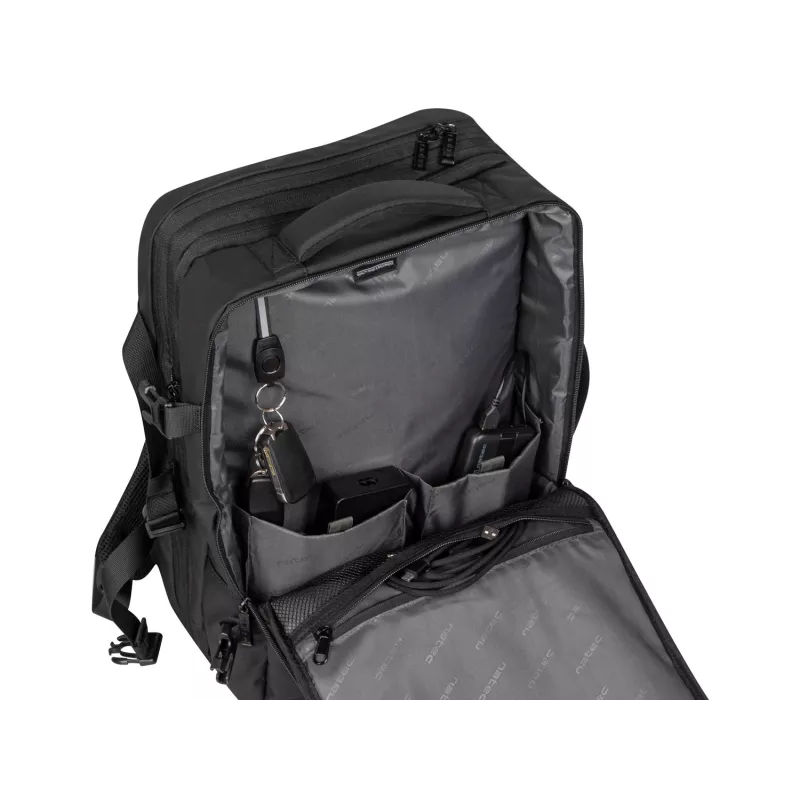 Outdoor backpack NATEC NTO-2116 frameless polyester black 330×240×440 mm with tablet compartment and 10 pockets