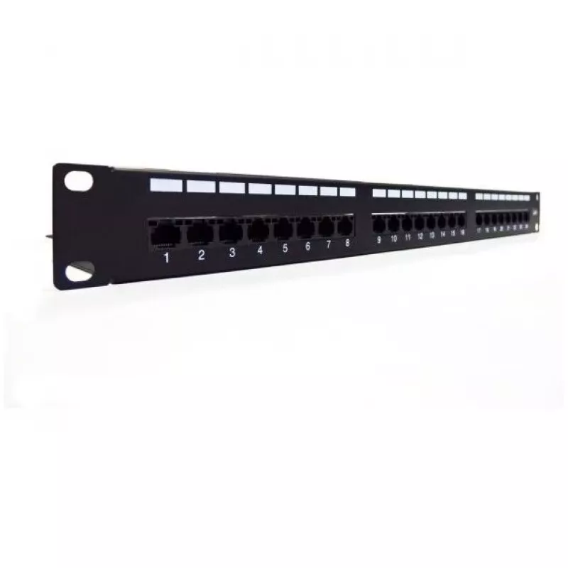 Patch Panel 19 24 Ports, CAT6, S / FTP, 1U, Cable Support, Black (complete)