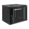 Qoltec 54463 19-Inch Rack Cabinet 9U 600x500x450 mm Wall-Mount Steel Enclosure with Glass Door, Black