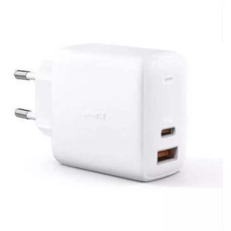 Wall Charger Aukey PA-B3 White GaN 65W USB-C / USB-A fast charger
