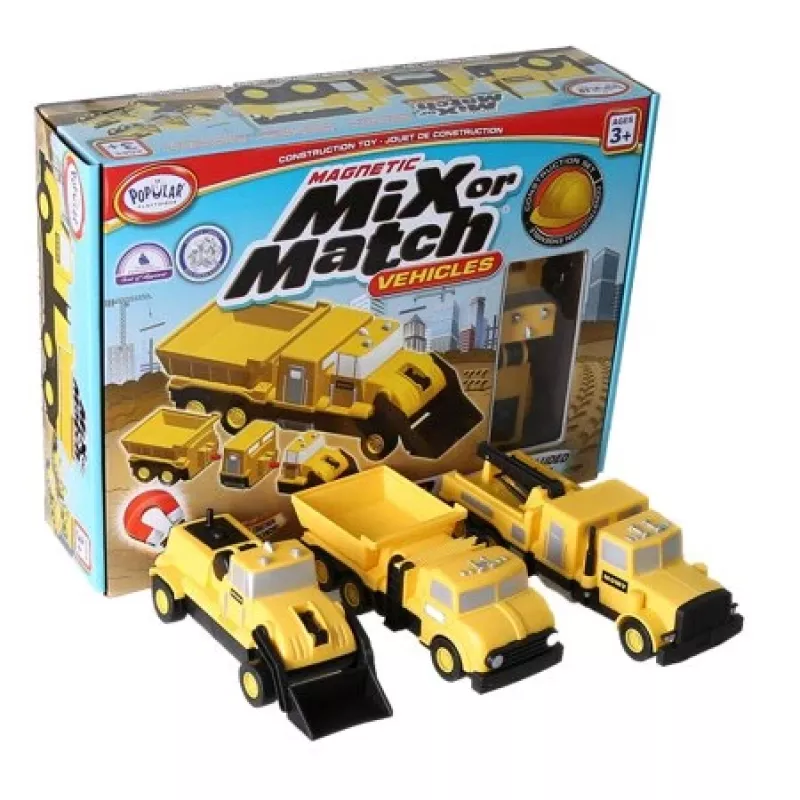 Vehicle set Popular Playthings Mix or Match Vehicles Construction Black Yellow