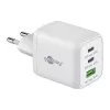 USB-C Fast Charger Nano, PD, GaN, 65 Watt (White, 1x USB-A, 2x USB-C PD, Charge 3.0)