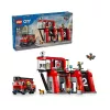 Construction Toy LEGO City Fire Station with Turntable Ladder Vehicle 60414 — 843 pieces, 5 minifigures, 220×320×140 mm