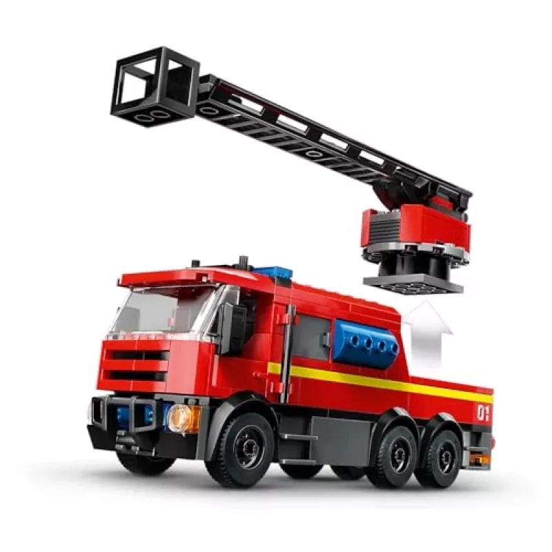 Construction Toy LEGO City Fire Station with Turntable Ladder Vehicle 60414 — 843 pieces, 5 minifigures, 220×320×140 mm