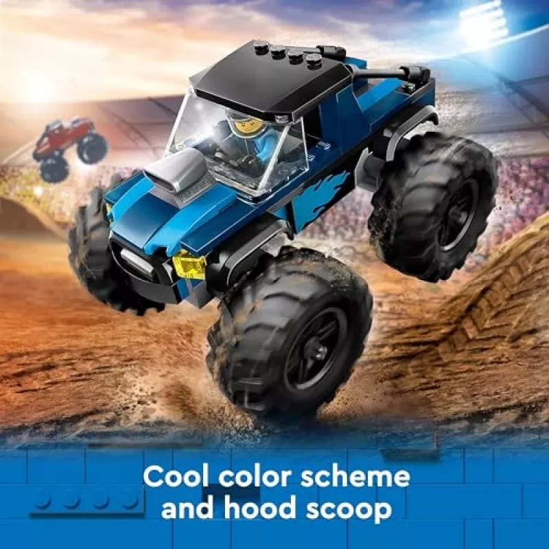 Construction toy LEGO City 60402 Blue Monster Truck with large tires, 148 pieces, 1 minifigure, age 5+