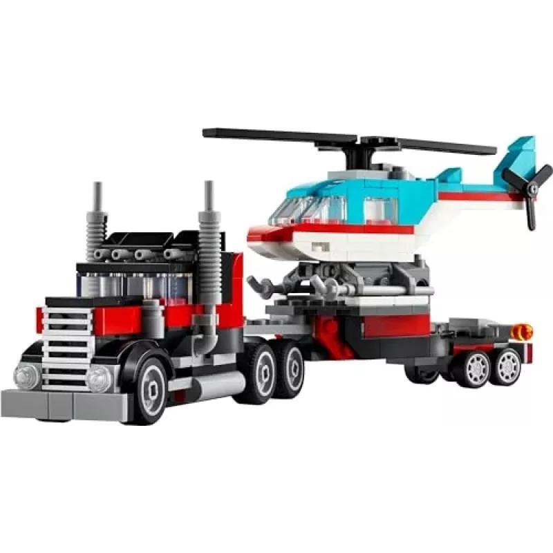 LEGO Creator 2-in-1 Flatbed Truck with Helicopter set 31146, convertible build for kids