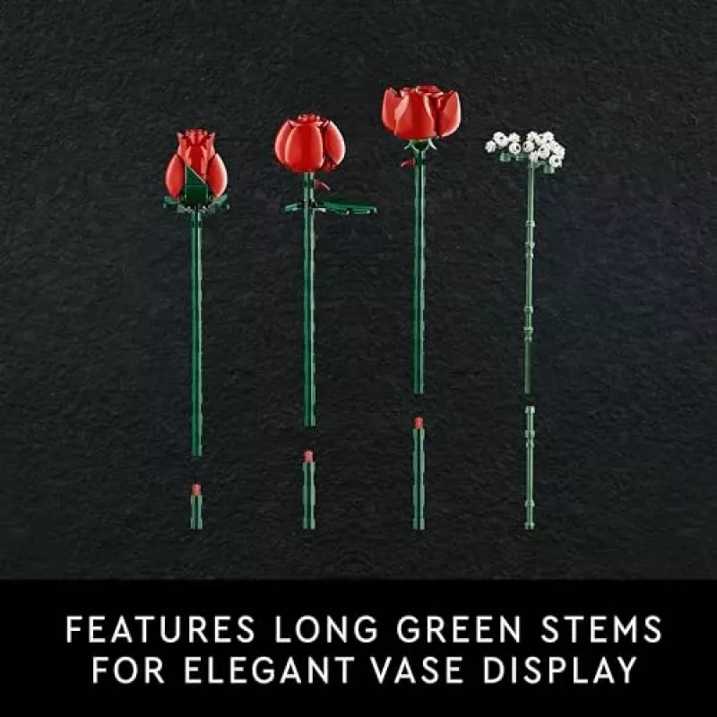 LEGO Icons Bouquet of Roses Artificial Flowers Set for Adults Botanical Collection Home Décor Accessories Valentine’s Day Treat Gifts for Women