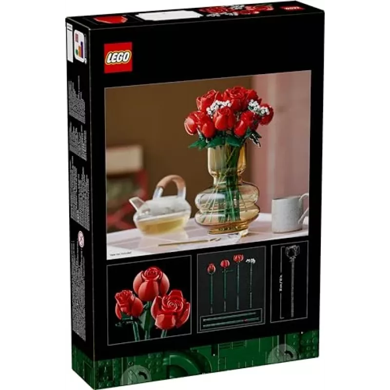 LEGO Icons Bouquet of Roses Artificial Flowers Set for Adults Botanical Collection Home Décor Accessories Valentine’s Day Treat Gifts for Women
