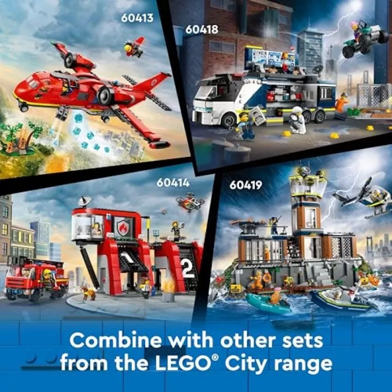 LEGO City Construction toy Police Station Prison Island 60419 — 980 pieces, 7 minifigures, 370×400×160 mm