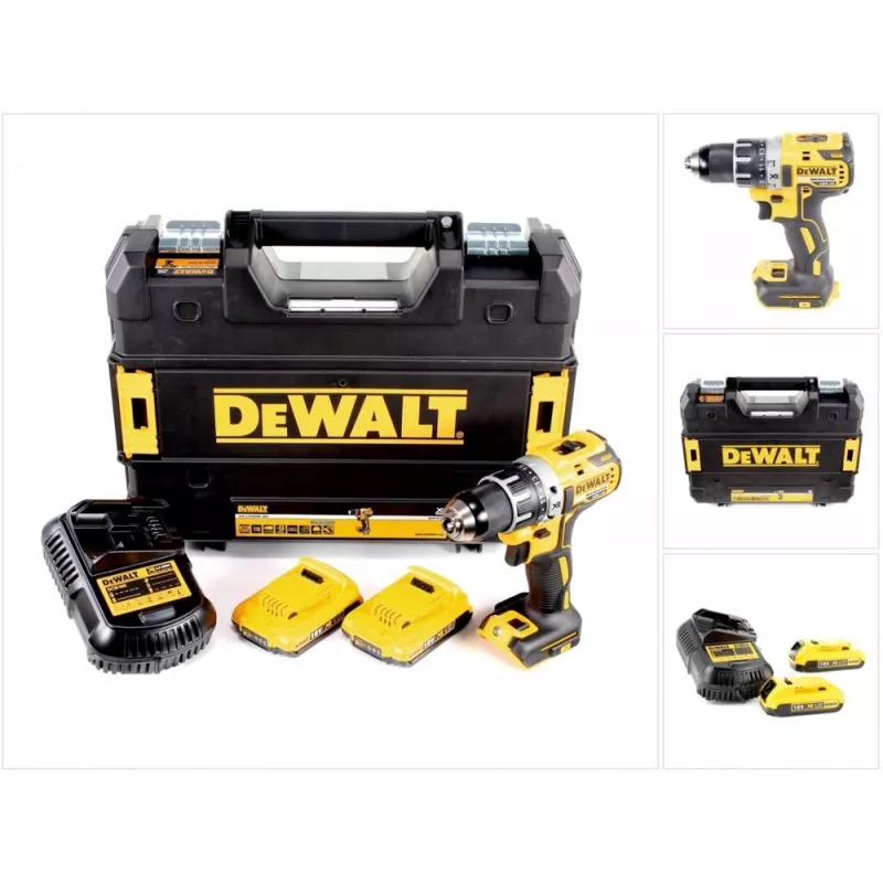 Cordless drill DeWalt DCD791D2-QW, 18V Li-Ion, 2×2Ah batteries, keyless 13 mm chuck, 70 Nm, 1.5 kg