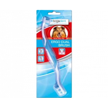 Double-sided dog toothbrush bogar Bogadent Ergo dual brush Mini — compact dual-headed dental brush for small dogs (5–10 kg, 120 g)