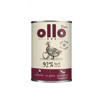 Wet dog food OLLO Pure Duck with Apple 850 g — complete adult dog pouch, grain- and soy-free