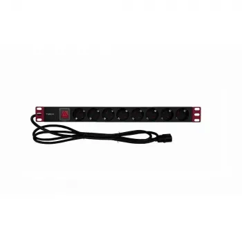Rack Power Strip TECHLY 365733 1U — 8× Schuko sockets, 2 m cable