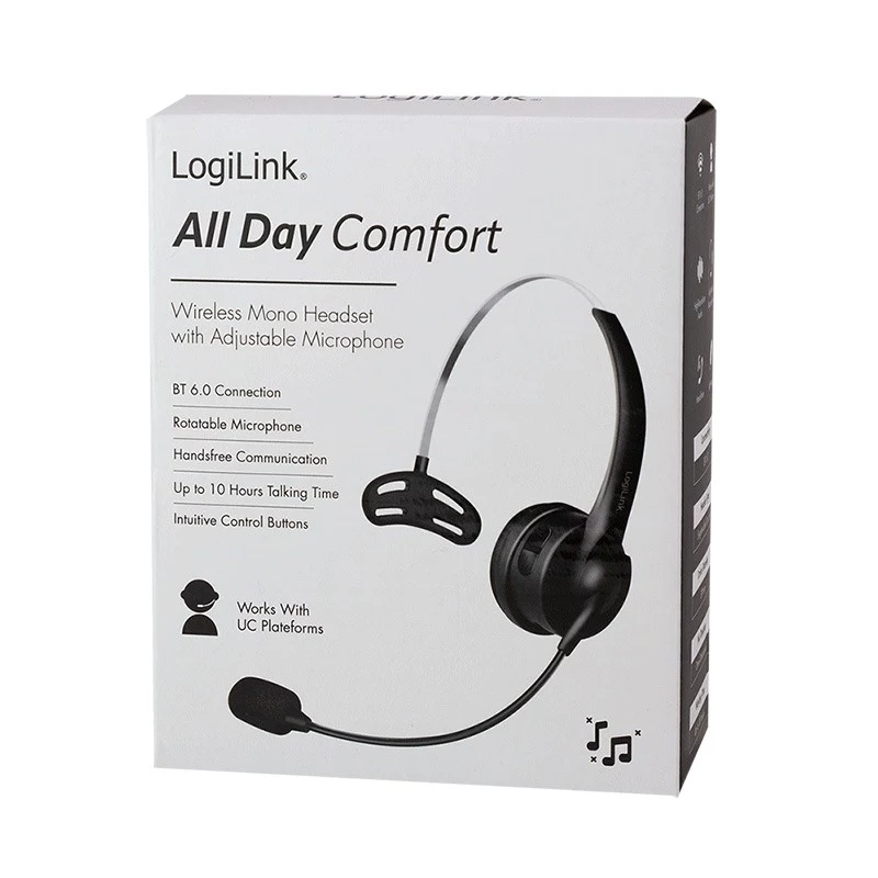 LogiLink BT0075 On-Ear Bluetooth Headphones Black