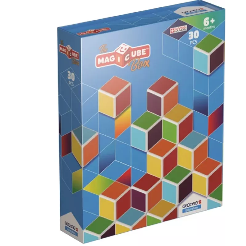 Geomag MagiCube GM120 Magnetic Building Blocks, 30 Pieces, Multi-color, Square, Unisex, Children 1.5+