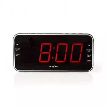 Nedis CLAR004BK Radio Alarm Clock with LED Display, FM Tuner, Dual Alarm, Projection, AUX, Black