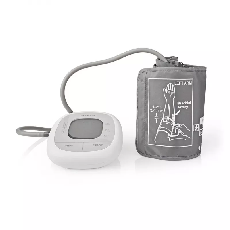 Nedis HCBL400WT Blood Pressure Monitor, Upper Arm, LCD Display, 22-42 cm Cuff, White