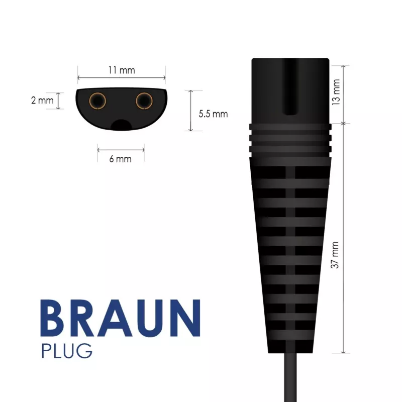 AKYGA Power Supply for Braun Shavers, AC 100-240V to DC 5.9V 600mA, EU Plug, Black