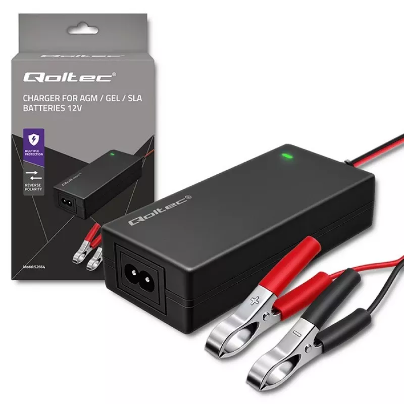 Qoltec Automatic Battery Charger AGM GEL STD 12V 4A 48W LED Cable 1.8m