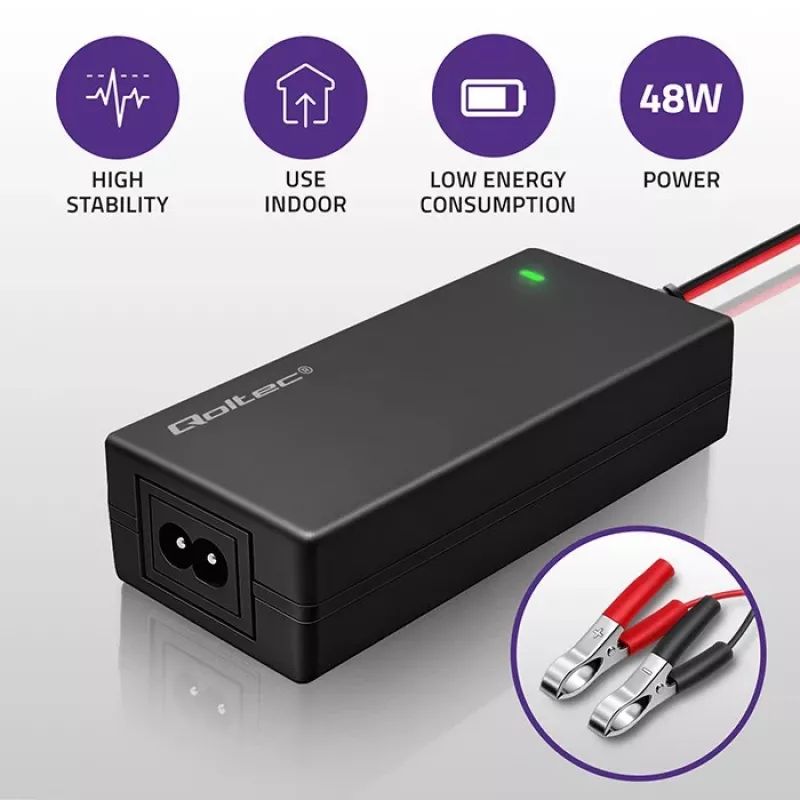Qoltec Automatic Battery Charger AGM GEL STD 12V 4A 48W LED Cable 1.8m