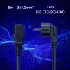 QOLTEC Power Cable SCHUKO CEE Angled Plug IEC C13 5m Black