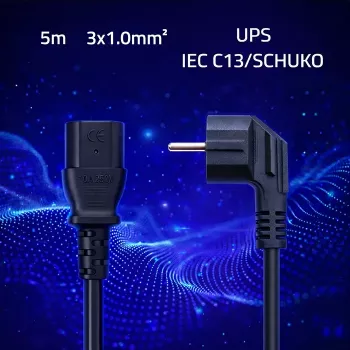 QOLTEC Power Cable SCHUKO CEE Angled Plug IEC C13 5m Black