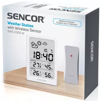 SENCOR Multifunctional Station SWS 2300 W - Weather Station with Clock, Alarm, and Outdoor Sensor