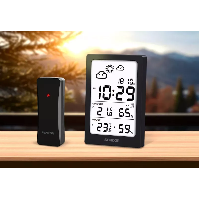 SENCOR Multifunctional Weather Station SWS 2300 B - Radio-Controlled Clock, Indoor/Outdoor Temperature & Humidity, Wireless Sensor