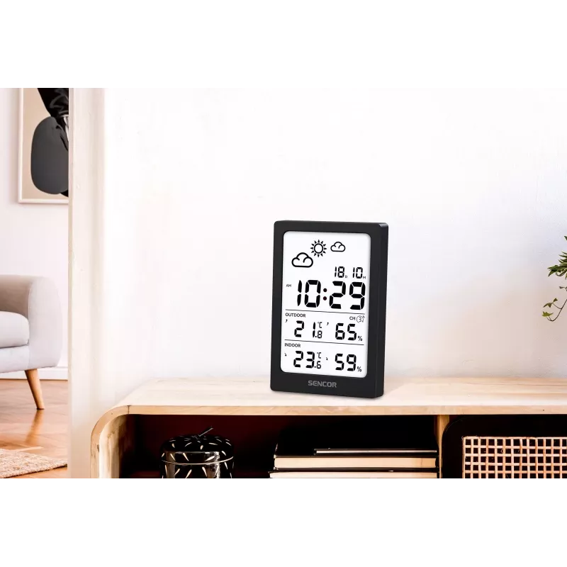 SENCOR Multifunctional Weather Station SWS 2300 B - Radio-Controlled Clock, Indoor/Outdoor Temperature & Humidity, Wireless Sensor