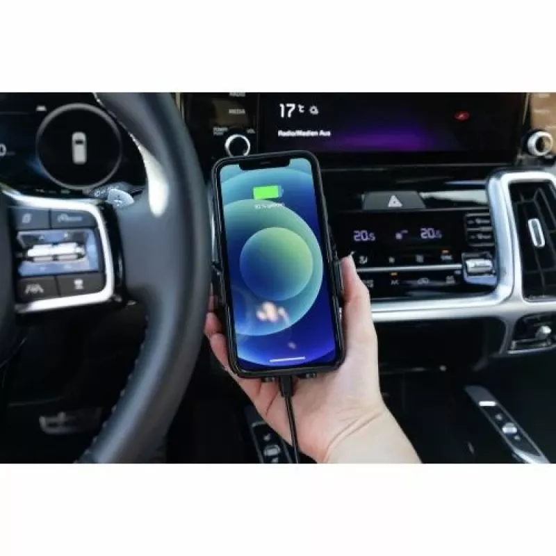 ANSMANN WiLine 15 Wireless Car Charger Mount - 15W Qi Fast Charging, Auto-Clamping, 360° Rotation, Black