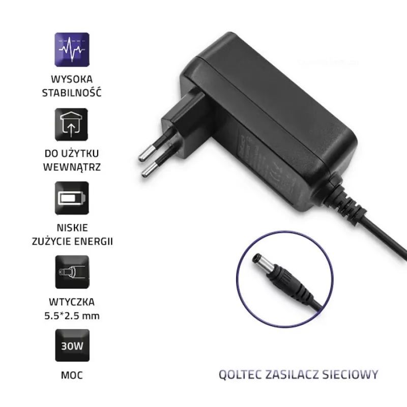 Qoltec Plug-in Power Supply 30W 15V 2A 5.5x2.5mm Black