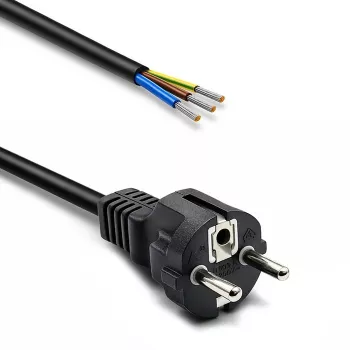 QOLTEC SCHUKO CEE Power Cable Cu Stripped and Soldered 1.5m Black